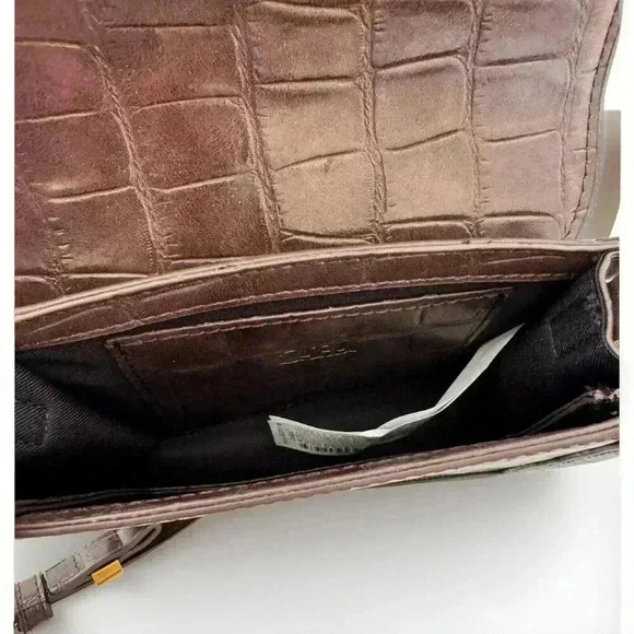 Zara Brown Faux Croc Gold Hardware Shoulder Bag Crossbody - Picture 5 of 6